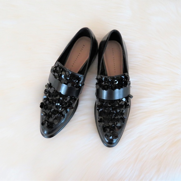 Zara Shoes - Zara Trafaluc Black Sequin Loafers
